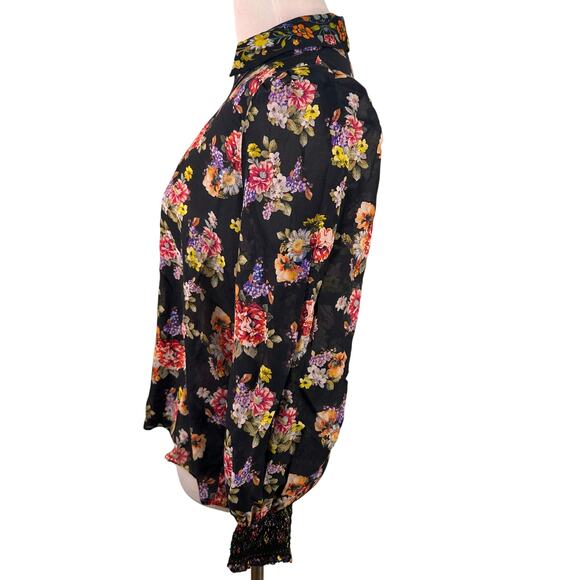 Alice + Olivia Cosima Floral Print Silk Button Up Blouse Size Small - Picture 6 of 8